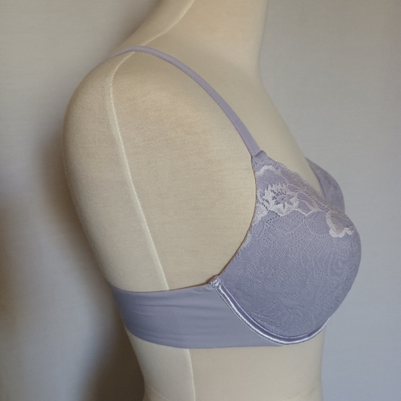 Warner's Underwire Bra Lightly Padded - Women's Size 36C Lavender Lace - Picture 2 of 9